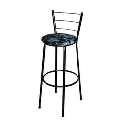 Conjunto 4 Banquetas Alta Preta Para Cozinha:Floral Preto - 1