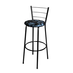 Conjunto 4 Banquetas Alta Preta Para Cozinha:Floral Preto