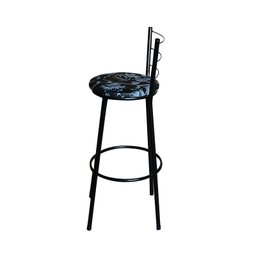Conjunto 4 Banquetas Alta Preta Para Cozinha:Floral Preto - 4