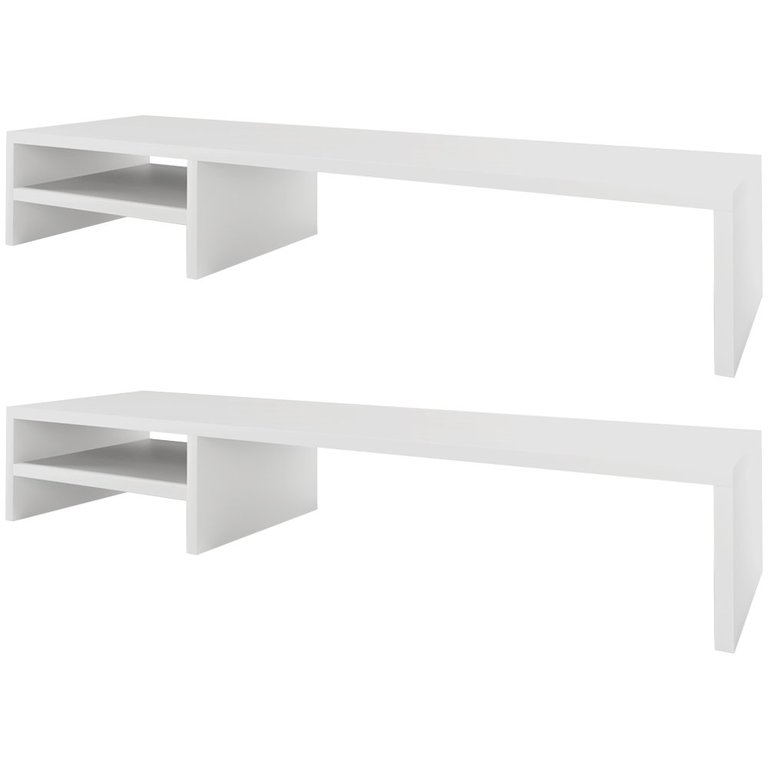 Kit 02 Suportes Para Monitor Stand Home Office Lap 90 cm L03 Branco - Lyam Lyam Decor