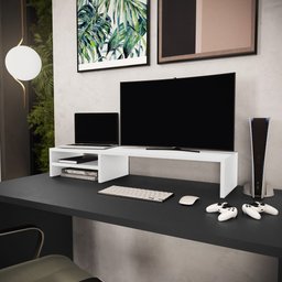 Kit 02 Suportes Para Monitor Stand Home Office Lap 90 cm L03 Branco - Lyam Lyam Decor - 2
