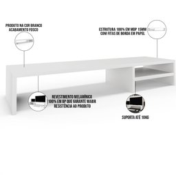 Kit 02 Suportes Para Monitor Stand Home Office Lap 90 cm L03 Branco - Lyam Lyam Decor - 4
