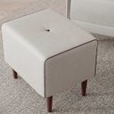 Ver imagem 4 de Kit 2 Poltrona com Puff Eloah Linho Gelo 4 Almofada Solta Pés Palito Castanho - Arkell
