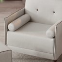 Ver imagem 3 de Kit 2 Poltrona com Puff Eloah Linho Gelo 4 Almofada Solta Pés Palito Castanho - Arkell