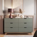 Ver imagem 1 de Cômoda para Quarto 6 Gavetas 100% MDF Alice Yescasa Verde/Louro Freijó