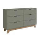 Ver imagem 2 de Cômoda para Quarto 6 Gavetas 100% MDF Alice Yescasa Verde/Louro Freijó