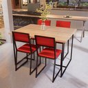 Ver imagem 1 de Conjunto Mesa de Jantar Retangular Pinus 4 Cadeiras Preta Riviera Industrial Don Castro Decor Rivier