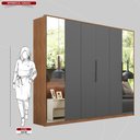Ver imagem 4 de Guarda Roupa Casal 6 Portas com Espelho e 6 Gavetas Atrice - Amêndola/grafito