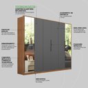 Ver imagem 5 de Guarda Roupa Casal 6 Portas com Espelho e 6 Gavetas Atrice - Amêndola/grafito
