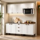 Ver imagem 1 de Cozinha Completa Modulada 5 Peças Frente em MDF Modelo Americano Frisado Branca