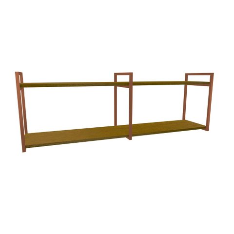 Nicho Industrial 2 Prateleiras Grécia Ferro Cobre Tampo Canela 100cm