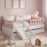Bicama Solteiro Mdf Rosa com Escada/escorregador 03 Grades e Cabeceira Anatômica Mobilistore - 1