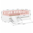 Ver imagem 4 de Bicama Solteiro Mdf Rosa com Escada/escorregador 03 Grades e Cabeceira Anatômica Mobilistore