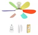 Ver imagem 2 de Super Ventilador de Teto Lâmpada Led Controle Bocal E27 Potente Pás- Arco Iris