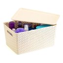 Ver imagem 4 de Kit 3 Caixas Organizadoras C/ Tampa Grande 15 L Rattan Creme