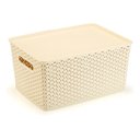 Ver imagem 3 de Kit 3 Caixas Organizadoras C/ Tampa Grande 15 L Rattan Creme