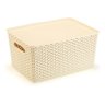 Kit 3 Caixas Organizadoras C/ Tampa Grande 15 L Rattan Creme - 3