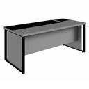 Ver imagem 4 de Mesa Executiva para Escritório Diretor com Caixa de Tomadas Porta Objetos 200cm Corporate Cinza Sagrado E Preto