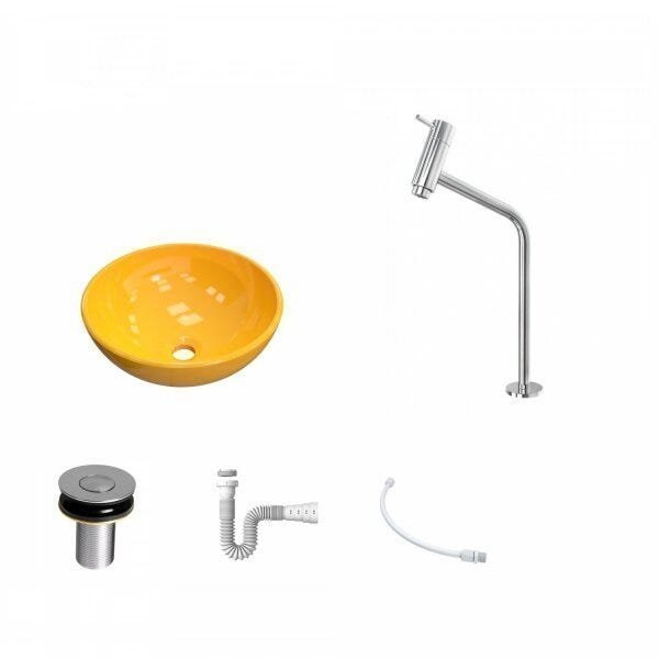 Kit Cuba R35 com Torneira Link 1062 Metal e Válvula Click 1 Polegada B e Sifão Pvc e Flexível Compac - 2