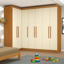 Ver imagem 7 de Guarda-Roupa Modulado Infantil 7 Portas Jasmim Bege/Cinamomo/Off White