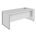 Ver imagem 4 de Mesa Executiva para Escritório Diretor com Caixa de Tomadas Porta Objetos Coleção 200cm Corporate Cinza