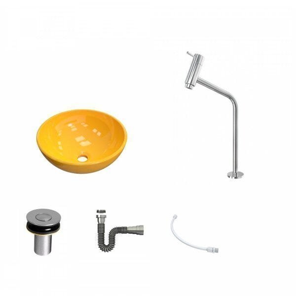 Kit Cuba R35 com Torneira Link 1062 Metal e Válvula Click 1 Polegada B e Sifão Cromado e Flexível Co - 2