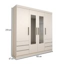 Ver imagem 4 de Guarda-roupa Casal Romenia Slim 4 Portas 6 Gavetas Branco - Panorama Móveis