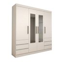 Ver imagem 3 de Guarda-roupa Casal Romenia Slim 4 Portas 6 Gavetas Branco - Panorama Móveis
