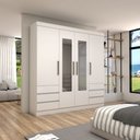 Ver imagem 1 de Guarda-roupa Casal Romenia Slim 4 Portas 6 Gavetas Branco - Panorama Móveis