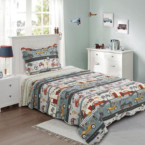 Cobre Leito Solteiro Prink Patchwork Infantil 02 Peças - Corrida