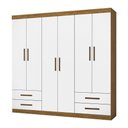 Ver imagem 2 de Guarda Roupa Casal Lu 6 Portas 4 Gavetas Carioca Móveis Cinamomo Branco