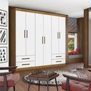 Ver imagem 1 de Guarda Roupa Casal Lu 6 Portas 4 Gavetas Carioca Móveis Cinamomo Branco