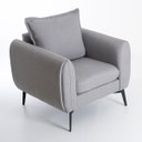 Ver imagem 4 de Poltrona Valência Decorativa Tecido Linho Almofada no Encosto Pés Aço Preto Epóxi Poltronas do Sul