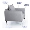 Ver imagem 2 de Poltrona Valência Decorativa Tecido Linho Almofada no Encosto Pés Aço Preto Epóxi Poltronas do Sul