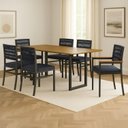 Ver imagem 1 de Conjunto Sala de Jantar Mesa 6 Cadeiras Tampo de MDF Barcelona Itália Azul