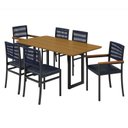 Ver imagem 2 de Conjunto Sala de Jantar Mesa 6 Cadeiras Tampo de MDF Barcelona Itália Azul
