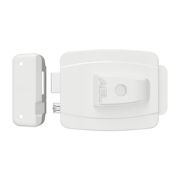 Fechadura AL100R ajustável 12v com botão furo esp branca AGL - 1