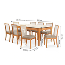 Ver imagem 3 de Conjunto Mesa de Jantar Mira com 8 Cadeiras em Madeira Maciça e Tampo com Vidro Nature/Off White/Fendi