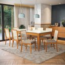 Ver imagem 1 de Conjunto Mesa com 8 Cadeiras Madeira Maciça Tampo em Mdf e Vidro Temperado Mira