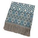 Ver imagem 1 de Manta Xale para Sofá Decorativa Luxo Dupla Face Jacquard 1,40x1,70m Ibiza Turquesa