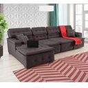 Ver imagem 3 de Sofá Orlando 3.45x2.10m com Chaise, Retrátil e Reclinável - Marrom