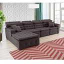 Ver imagem 4 de Sofá Orlando 3.45x2.10m com Chaise, Retrátil e Reclinável - Marrom