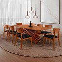 Ver imagem 1 de Conjunto Sala de Jantar Mesa Venus Tampo 220cm Laminado Barril e 8 Cadeiras Viena Gold
