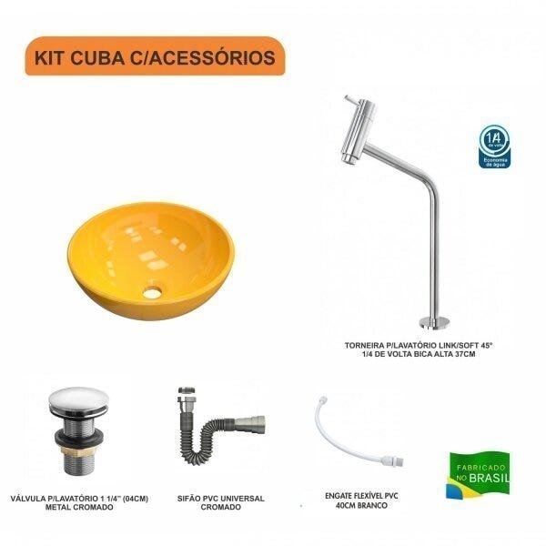 Kit Cuba R35 com Torneira Link 1062 Metal e Válvula Click 1 Polegada e meia e Sifão Cromado e Flexív - 3
