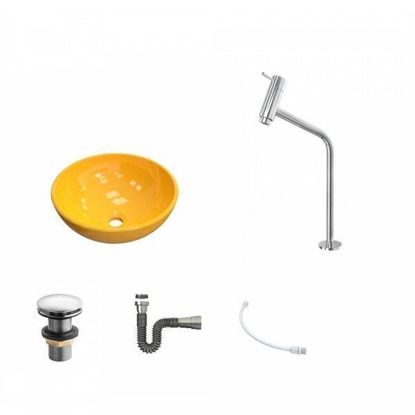 Kit Cuba R35 com Torneira Link 1062 Metal e Válvula Click 1 Polegada e meia e Sifão Cromado e Flexív - 2