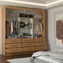 Ver imagem 2 de Guarda-roupa Casal Taylor Premium 3 Portas 9 Gavetas com Espelho Cinamomo - Panorama Móveis