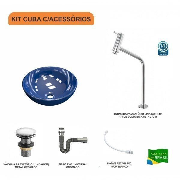 Kit Cuba R35 com Torneira Link 1062 Metal e Válvula Click 1 Polegada e meia e Sifão Cromado e Flexív - 3