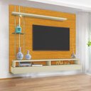 Ver imagem 1 de Painel Eros para TV 55 Polegadas 160cm com Nichos e Iluminação LED Marrom Carmolar Móveis