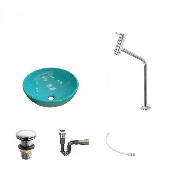 Kit Cuba R35 com Torneira Link 1062 Metal e Válvula Click 1 Polegada e meia e Sifão Cromado e Flexív - 2