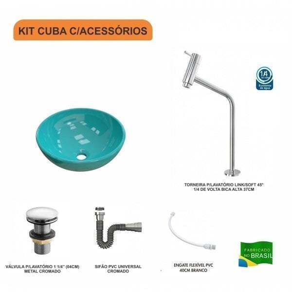 Kit Cuba R35 com Torneira Link 1062 Metal e Válvula Click 1 Polegada e meia e Sifão Cromado e Flexív - 3